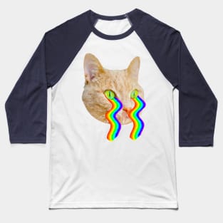 cat with rainbow waves flowing from eyes Baseball T-Shirt
